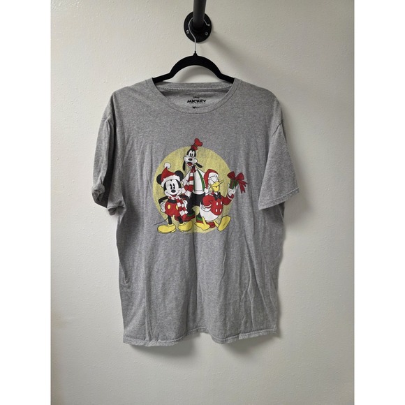 Disney Other - Disney Mickey & Friends Christmas T-Shirt Adult Large Gray Mickey Goofy Donald